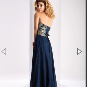 Navy blue flowy Clarisse 3000 Prom Dress